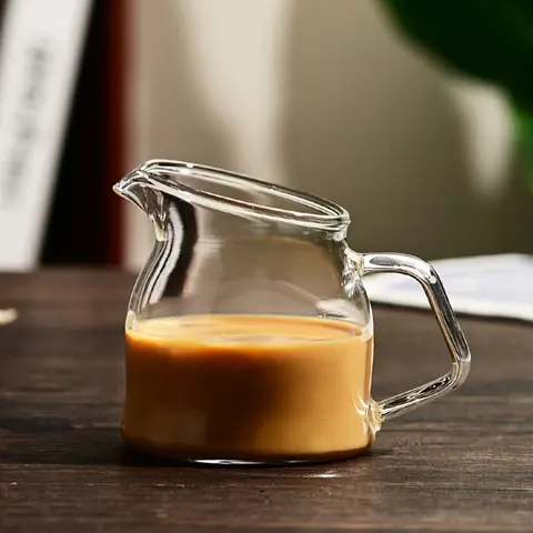 Mini Glass Creamer with Spout - Versatile Serving Sauce and Honey Jug, Stylish Coffee Cup for Dining, Kitchen & Home Use, Ideal Container for Milk & Syrups