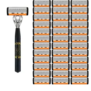 High-Quality Manual Shaver with 36 Replacement Blades, 6-Layer Blade Design, Reusable Razor for Men, Shaving Razors, Grooming Tool