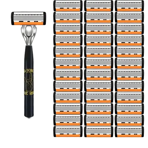 High-Quality Manual Shaver with 36 Replacement Blades, 6-Layer Blade Design, Reusable Razor for Men, Shaving Razors, Face Shaver, Grooming Tool