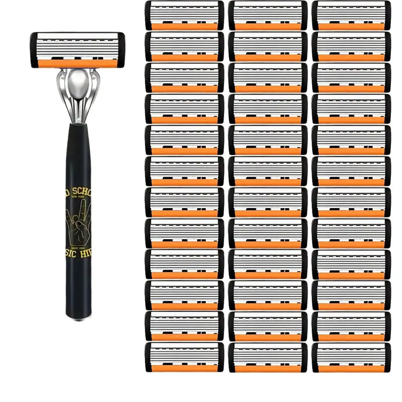 High-Quality Manual Shaver with 36 Replacement Blades, 6-Layer Blade Design, Reusable Razor for Men, Shaving Razors, Face Shaver, Grooming Tool