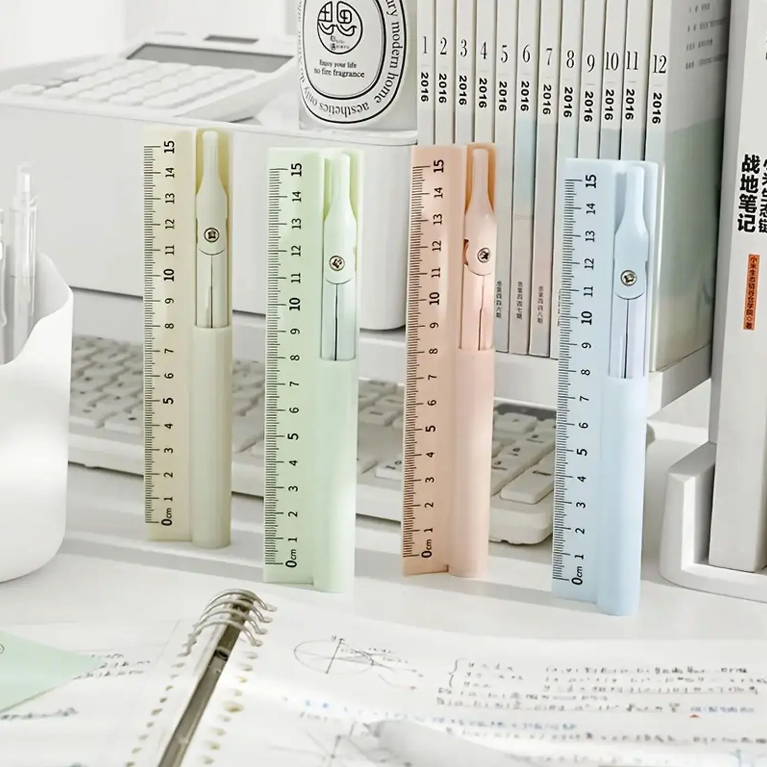 1 multi-functional PVC compass, ruler and pencil - a 3-in-1 learning measurement and drawing tool suitable for elementary school students, applicable to school, home office and office supplies, Multifunctional Stationery