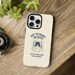 “Literally Me!” 🦝 Funny Raccoon Meme Case for iPhone 15 Pro Max, “My Tummy Hurts” Relatable Quote Cover, Viral TikTok Humor Case — 975