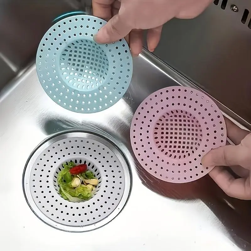 3 Counts Multi-Color Plastic Kitchen Sink Strainer, Anti-Clog Dishwasher Drain Sieve, Durable Sink Protector for Home Bathroom and Toilet