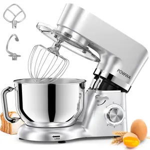 POWWA 7.5 Quart Stand Mixer | 660W 6+1 Speed Tilt-Head | Whisk, Dough Hook, Beater & Splash Guard
