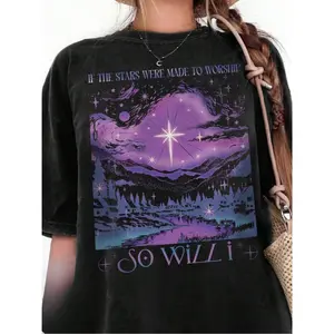 Religious Shirt for Women, If The Stars Were Made To Worship Shirt, Christian Shirt, Bible Verse Shirt, Faith Shirt, Jesus Lover Shirt Casual Dressy T Shirts Workout Clothes, 100% Cotton, Breathable And Comfortable