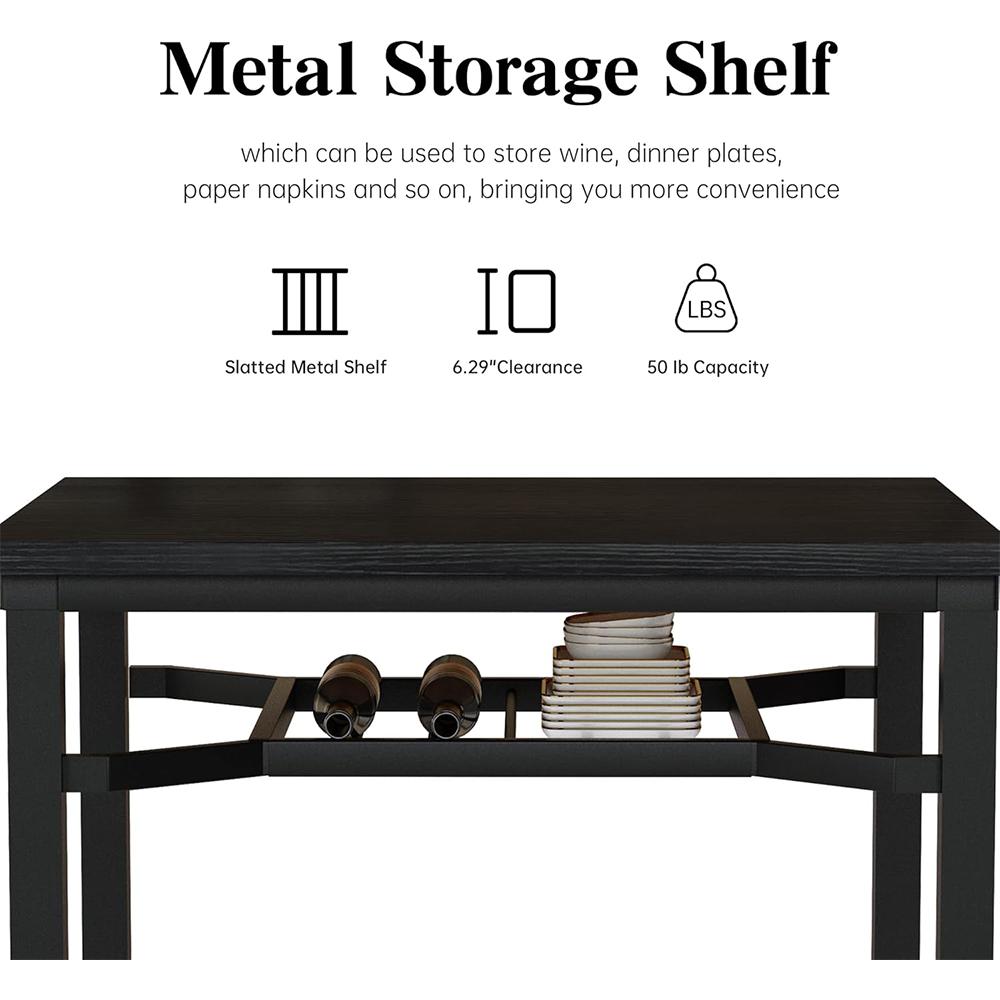 Recaceik 3 Piece Dining Table Set for 2, Small Wooden Kitchen Table with Storage, Farmhouse Square Dinette Set for Dining Room, Breakfast Nook, Apartment, Small Space
