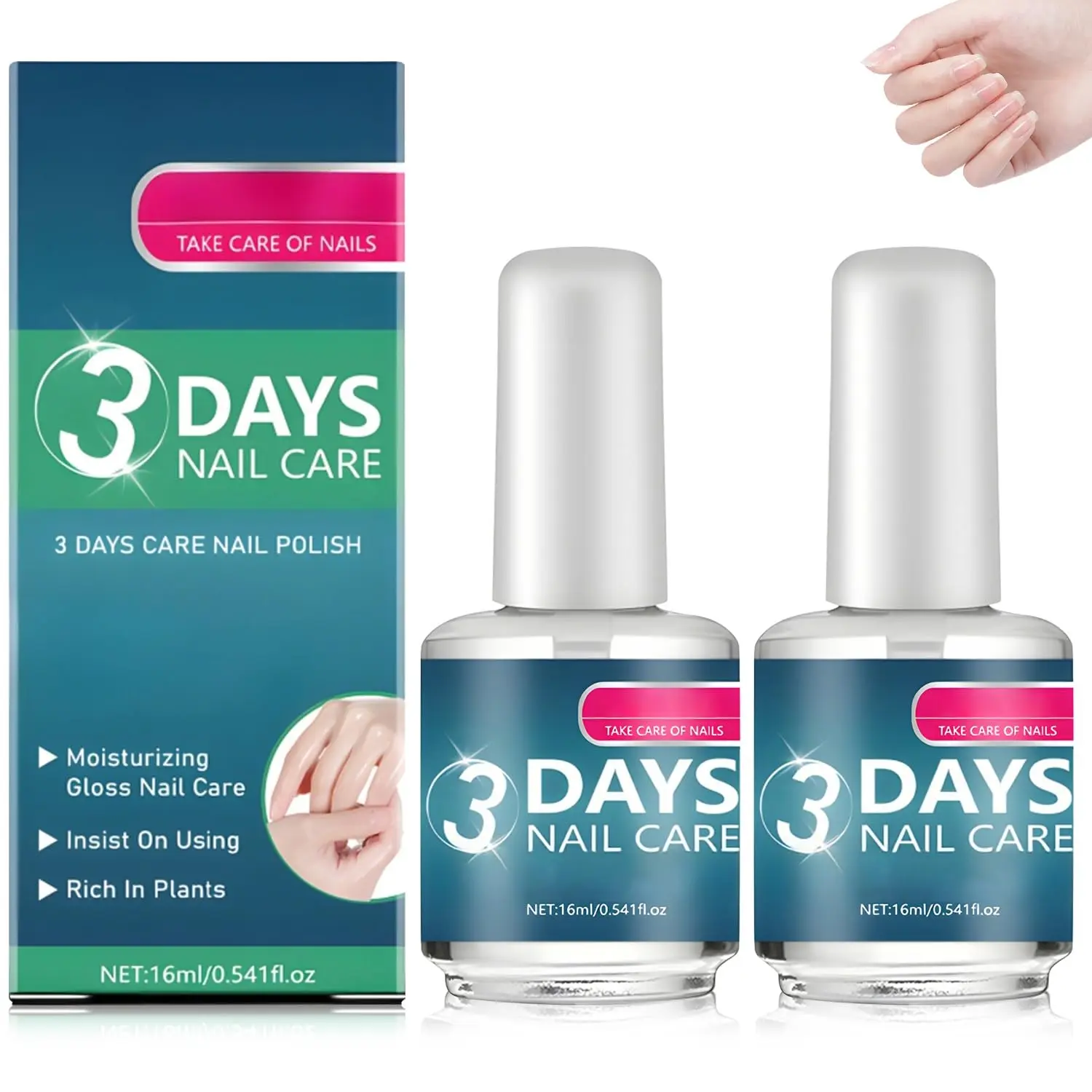 3-Day Quick Nail Repair Keratin Amino Acid Essence, Strengthening Nail Growth Serum, Flawless Nail Care, Transparent Repair Polish, 2-Pack for Damaged Nails