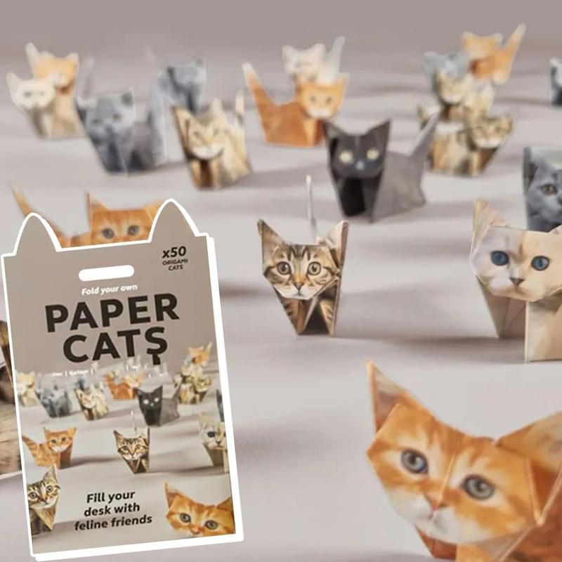 DIY Paper Cats Origami Kit 50 Sheets 3D Folding Craft Set Fun and Relaxing Handicraft Activity Cute Desk Decoration Perfect Gift for Kids Adults Pet Lovers Educational Toy to Improve Hand Eye Coordination Creativity and 3D Thinking Skills DIY Paper Cats Origami Kit 50 Sheets 3D Folding Craft Set Fun and Relaxing Handicraft Activity Cute Desk Decoration Perfect Gift for Kids Adults Pet Lovers Educational Toy to Improve Hand Eye Coordination Creativity and 3D Thinking Skills