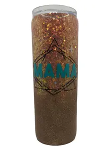 'MAMA' glitter tumbler | Coral | Rose Gold- 20oz - Swap Lid - *Ready to Ship* Bottle Cup Drinkware Handmade