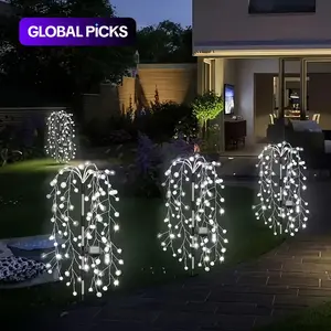 Solar Powered Firecracker Willow Light, 1pc Outdoor Solar Fireworks Light, 8 Modes Flashing Copper Wire Fairy Light Garden Decor Lights for Garden, Pathway, Party, Camping, Christmas, Ramadan #GLOBAL PICKS