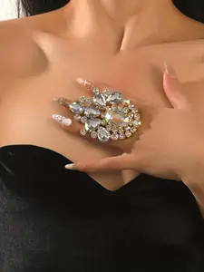 Stunning Large Adjustable Water Drop Open Ring, Cluster Ring, Women’s Geometric Rhinestone Party Jewelry, Perfect for Birthday & Christmas Celebrations
