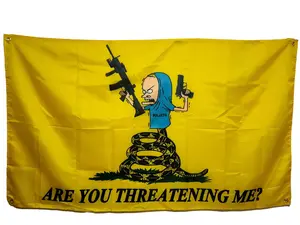 Beavis 'Are You Threatening Me' Gadsden Flag - Funny Tapestry Wall Decoration