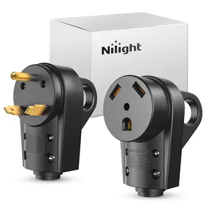 Nilight 30 Amp RV Male and Female Plug Set TT-30P TT-30R Receptable 125 Volt Heavy Duty Electrical Camper ETL Listed for Caravan Motorhome Van Trailer