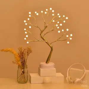 Flower night light, cherry blossom tree light, pearl tree light, 36-LED bonsai tree light, Valentine's Day decoration DIY artificial desktop fairy light, Valentine's Day desktop and bedroom cherry blossom decoration light