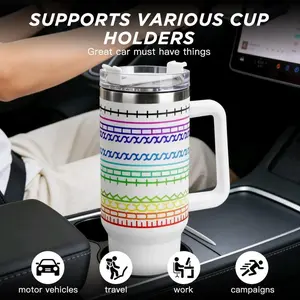 40-Ounce Stainless Steel Hidden Message Thermos, Car Cooler Tumbler, Fun Coffee Mug, Water Tumbler,Iced Drink Tumbler, Comes with Handle and Straw, Unisex, Valentine's Day and Birthday Gift Set, Perfect for Colleagues, Work, and Outdoor Activities.