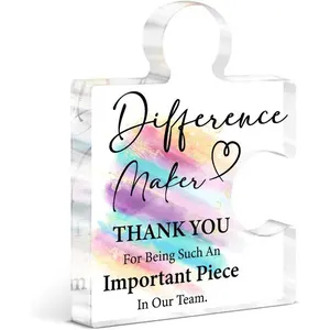 Acrylic Puzzle Piece Ornament, Ideal for Staff & Employee Appreciation, Perfect Retirement Farewell Thank-You Gift for Coworkers Mentor Manager Teacher