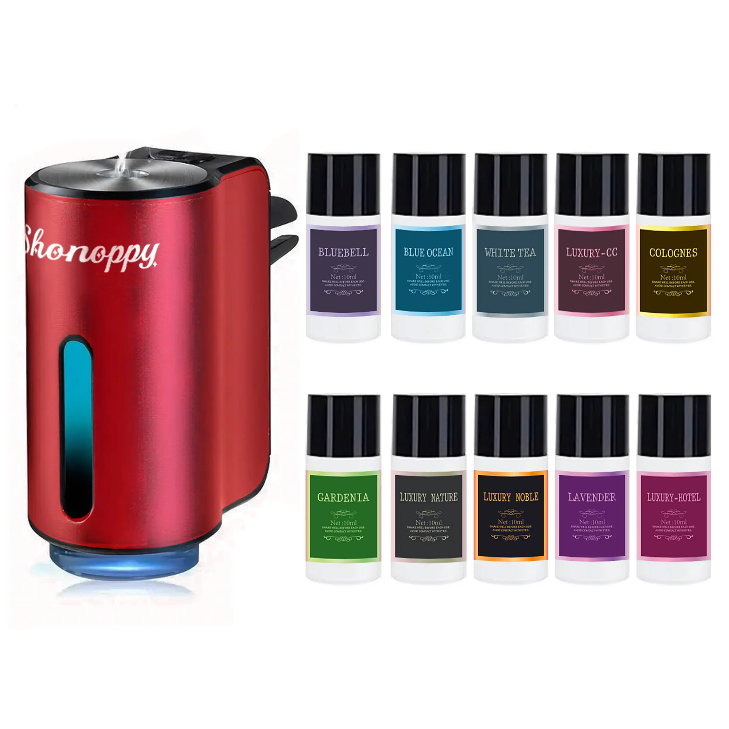 Shonoppy Car Air Freshener Diffuser - 10*10ML Natural Perfume Essential Oil,Car Aromatherapy Diffuser,Car Interior Accessories,Automotive Gifts