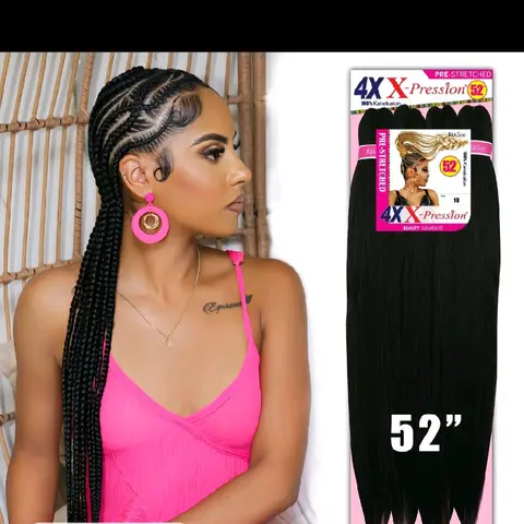 Women's 4-Strand Braid Design Heat-Resistant Synthetic Fiber Braiding Hair Extensions - 52in Long Jet Black Pieces for DIY Daily Wear, Promotes Hair Health