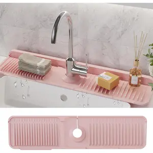 24X5 Inch  Durable Faucet Mat Kitchen Sink Splash Guard Draining Protector Tray Liner Absorbent Protective Counter Accessories For Sink Kitchen Bathroom Laundry Room Bar & RV Pink