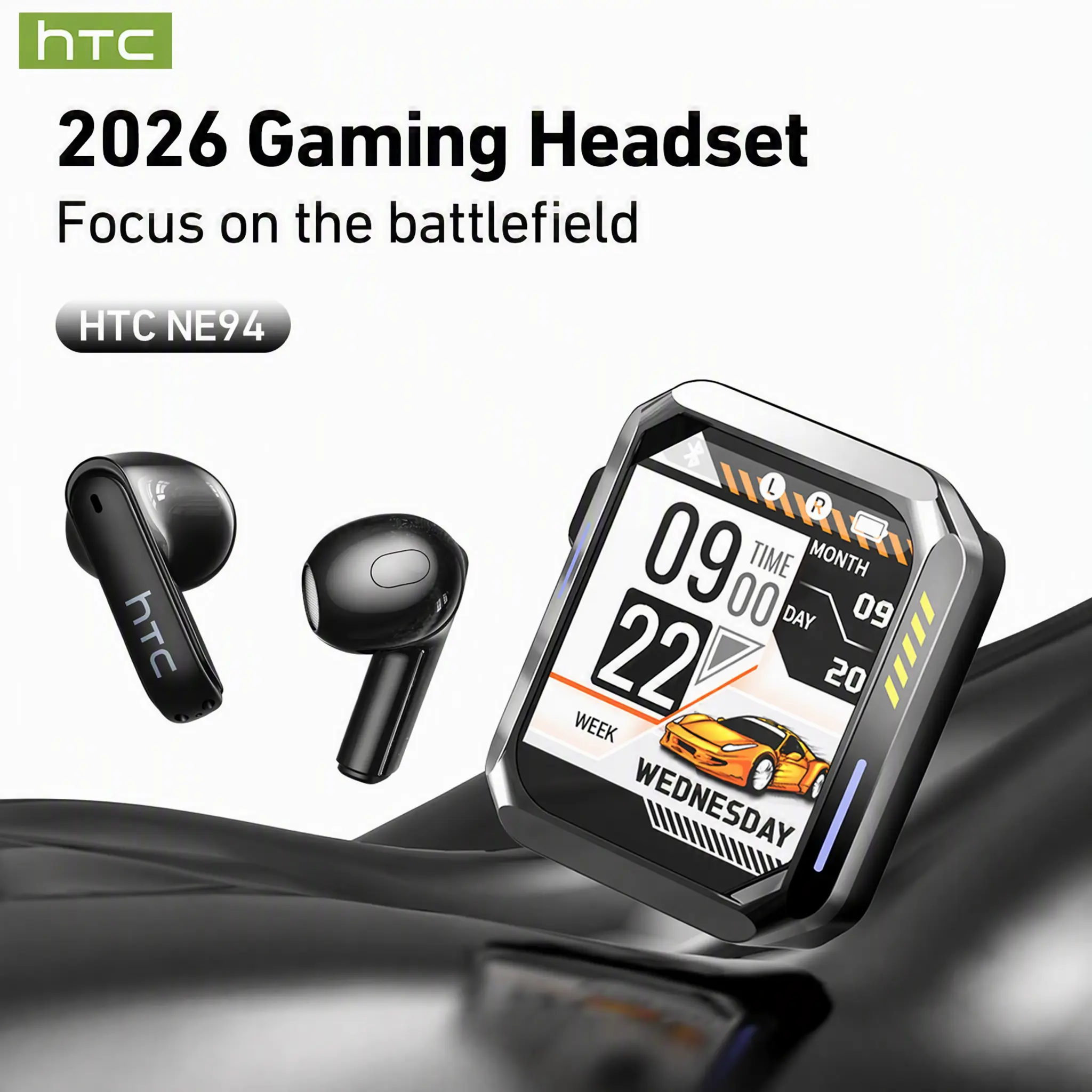 HTC NE94 True Wireless Earbuds, Low-Latency Bluetooth Headset, Ideal Back-to-School Accessory for Study & Entertainment