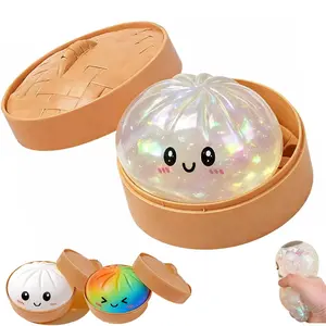 DIY Dumpling Squishy Toy,Glitter Dumpling Squishy Box,Soft Slow Rebound Squeeze Toy,Party Decoration Cute Gift for Teens & Adults (White&Rainbow&Glitter)