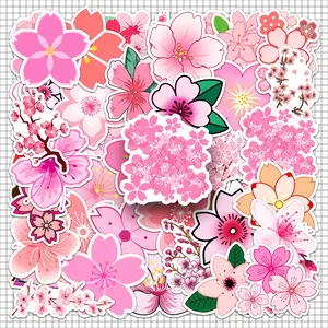 Sakura Flower Pattern Sticker, 100pcs/set Self Adhesive Decorative Stickers, DIY Decals for Water Bottle, Laptop, Phone Case, Scrapbooking, Journal Making, Ornaments