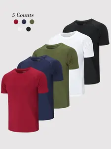 Men's Plain Raglan Sleeve Sports Tee, Quick Drying Breathable Round Neck T-shirt, Casual Tops for Workout Running, Men's Sportswear for Summer, Athletic Style Activewear