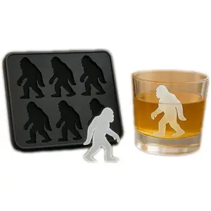 Bigfoot Ice Mold, 2026 New Sasquatch Shape Silicone Ice Cube Molds DIY Ice Sculpture Reusable Freezer Mold, Upgrade 6 Cavity Sasquatch Shape Silicone Ice Cube Tray (1, Black)