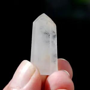 RARE White Amphibole Quartz Crystal Mini Tower, Angel Phantom Quartz, Brazil e15