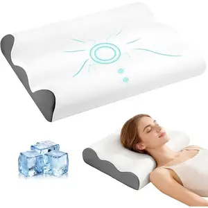 Ergonomic Dual-Wave Memory Foam Cervical Pillow – 4.3" & 3.7" Contour Reversible Design for Side, Back & Stomach Sleepers, Lightweight 1.92lbs with Washable Cover, Home Bedroom Sleeping