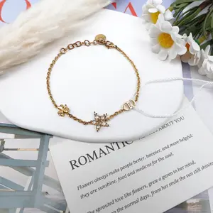 Pre-owned Dior Gold Tone Diamond White&Gold Bracelet T10286641