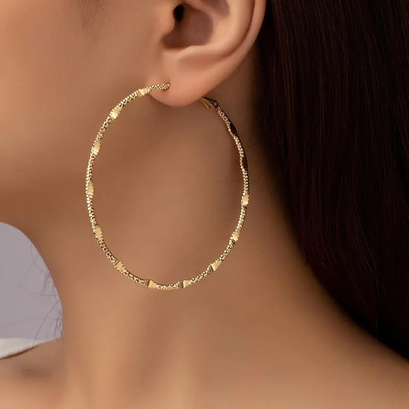 Fashionable Metal Hoop Earrings, 1 Pair Fashion Jewelry for Party, Daily Clothing Decor, Trendy All-match & Exquisite Jewelry for Birthday Gift