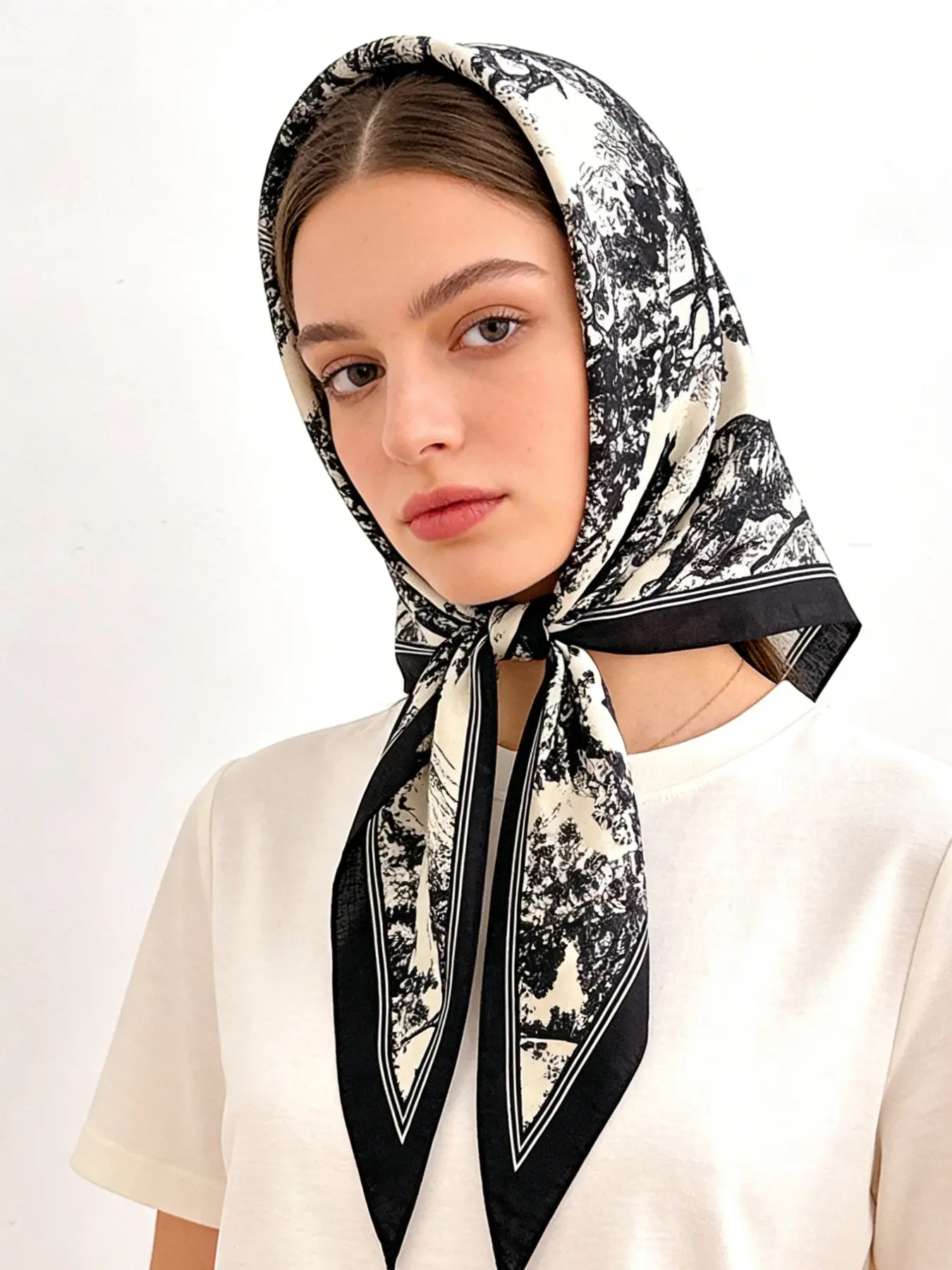 Spring Summer Fashion Versatile Plant Print Multifunctional Triangle Scarf, Suitable for Daily Use, Office, Vacation, Tignon Scarf, Headscarf
