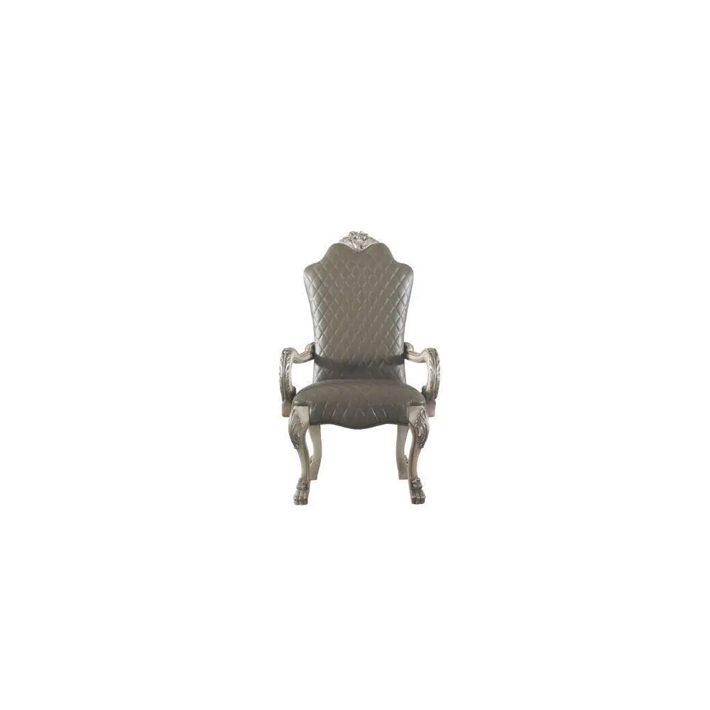 ACME Dresden Arm Chair (Set-2), Vintage Bone White & PU