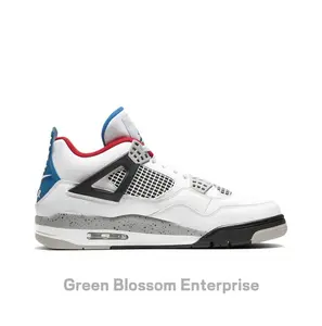 Asymmetrical Retro Mid-Top Basketball Shoes in White Leather with Red Lace Locks, Grey Cement Midsole, and Blue-Red Lining Accents