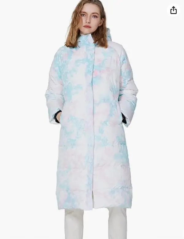 Women's Hooded Puffer Coat, Loose Fit Mid-Long Quilted Winter Down Parka with a Zipper and Pockets for Outdoor Wear, Tops, Padded, Casual, Lightweight