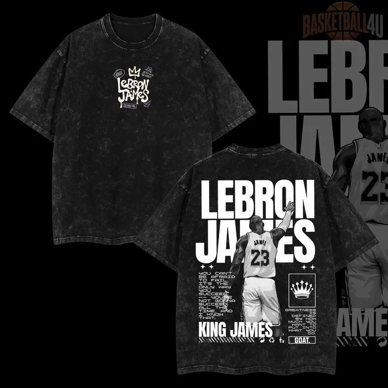 LeBron James Legendary T-Shirt Washed Retro Vintage Limited Edition Classic 100% Premium Cotton Black Men's Top