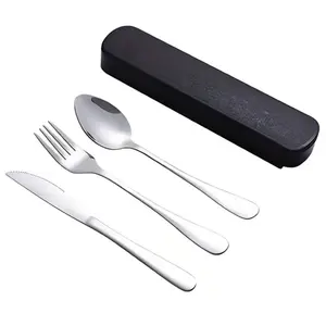 4pcs Stainless Steel Cutlery Set with Storage Box, Portable Dining Utensils for Students and Office Workers, Ideal for Steak and Western Cuisine, Portable Tableware Set