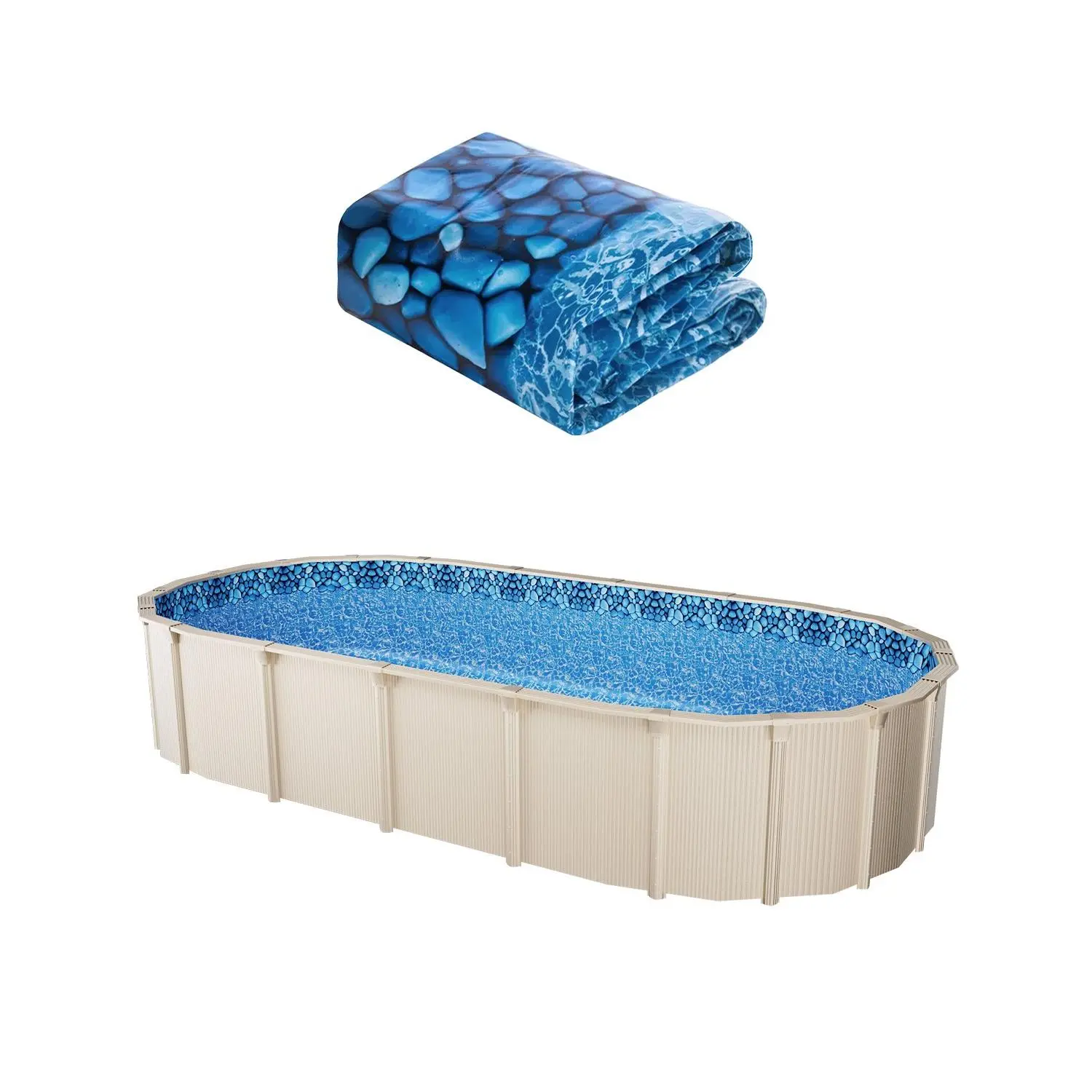 【Summerfinds】VEVOR 12 x 24 ft Oval Pool Liner, Unibead Above Ground Pool Liners, 52in Wall Height, Durable Standard Gauge Vinyl, Designed for Steel Sided Above-Ground Swimming Pools