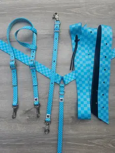 Blue checkered tack set