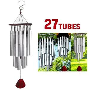 Large 27-Tube Harmonic Wind Chime, Traditional Chapel Bell Design, Hand-Tuned Sweet Melody, Weatherproof Aluminum & Wood Wind Chime for Yard Decor & Good Luck Gift
