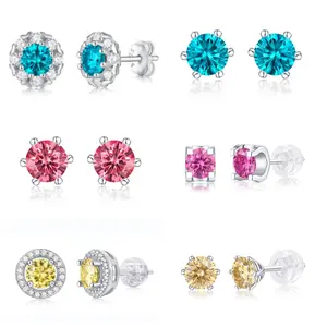 [vvjewelry] vv4104  Fashion trend color diamond Moissanite 925 sterling silver earrings