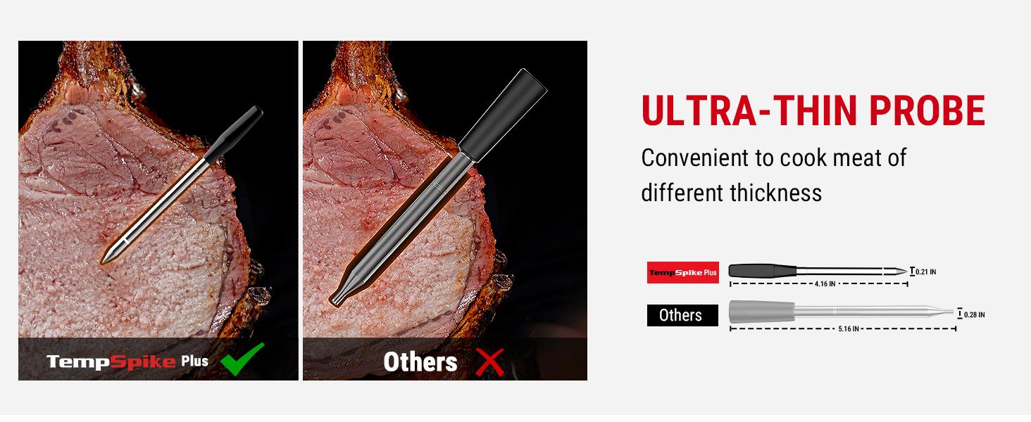ThermoPro TempSpike Plus Wireless Meat Thermometer with Upgraded Probe, Bluetooth Cooking Thermometer for Outdoor Grill, Smoker, BBQ,Oven ThermoPro TempSpike Plus Wireless Meat Thermometer with Upgraded Probe, Bluetooth Cooking Thermometer for Outdoor Grill, Smoker, BBQ,Oven