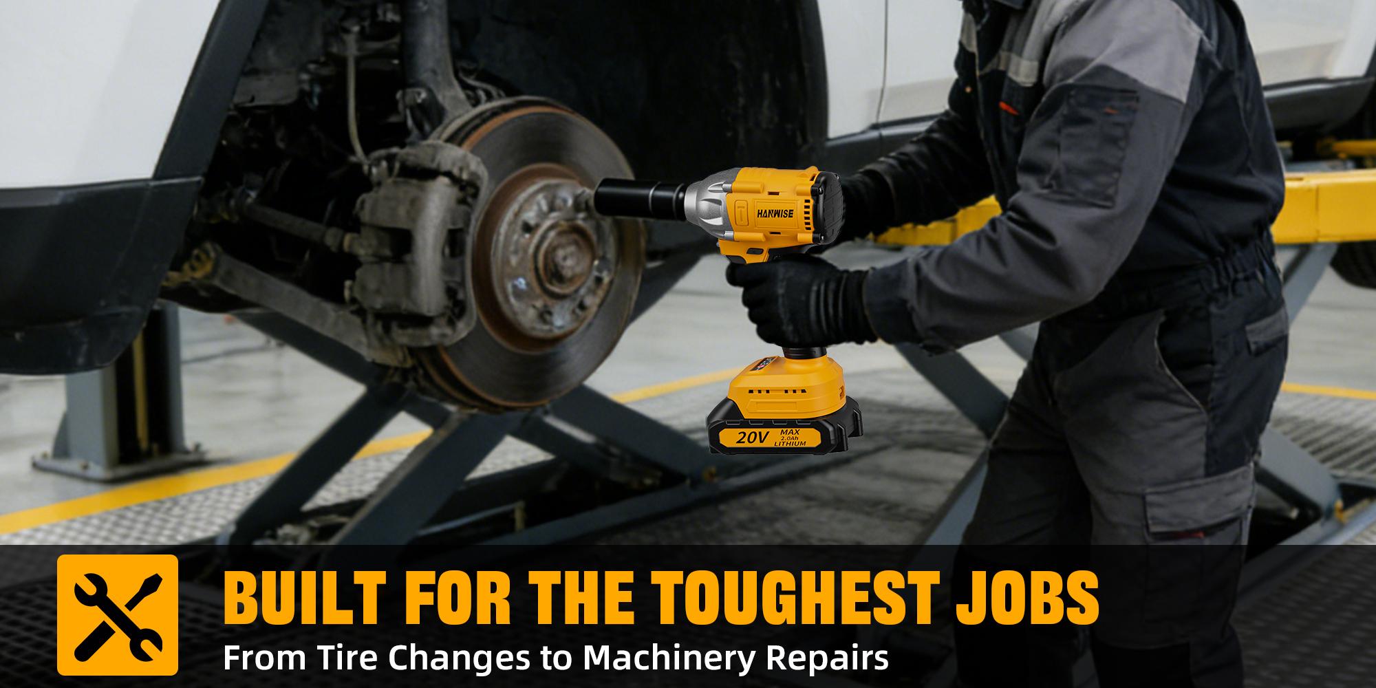 HANWISE high torque impact wrench, brushless electric impact screwdriver, powerful torque, comes with battery, charger, electric impact gun, suitable for automotive and household use. It is an ideal Christmas gift for mechanics, enthusiasts, and men.