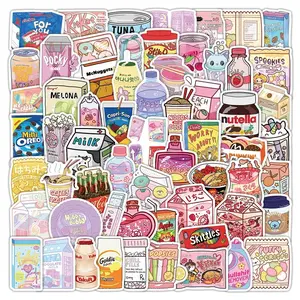 102 Pcs Cartoon Snack Pack Stickers - Waterproof DIY Decor for Journal Phone Water Bottle Papery Pop Store