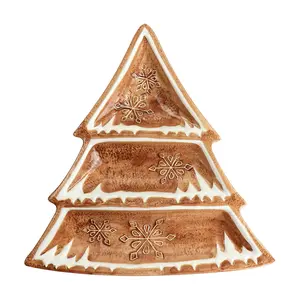Martha Stewart Gingerbread Tree 3 Sectioned Tidbit Tray