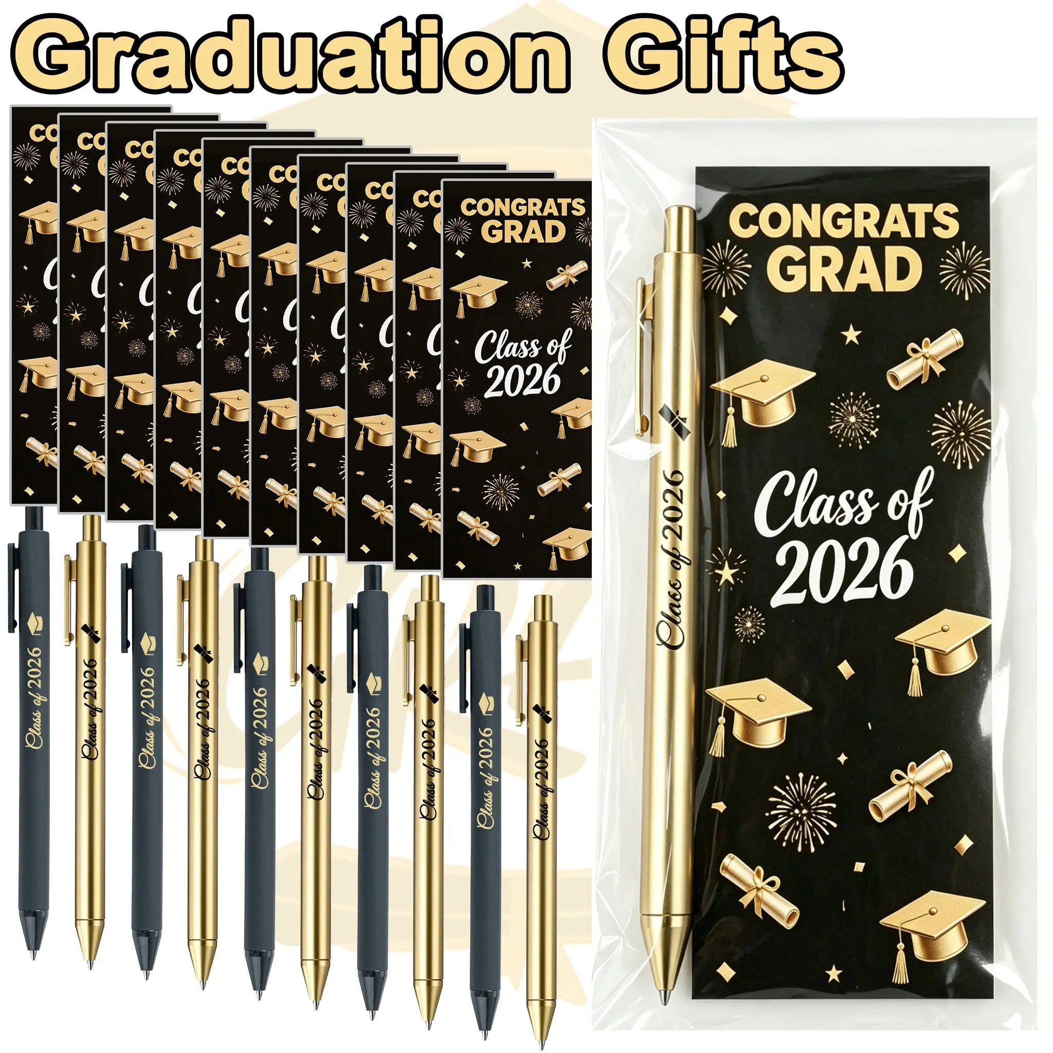 Class of 2026 Graduation Gift Set, 20pcs (10 Pens and 10 Congrats Grad Cards), Party Decorations, Party Gifts, Supplies for Students, Teachers, Party Favors