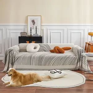 Minimalist style couch covers, tear-resistant universal split sofa cover, suitable for most shapes of sofas and recliners, tassel edge design, pet-friendly. Soft Padded Cushion