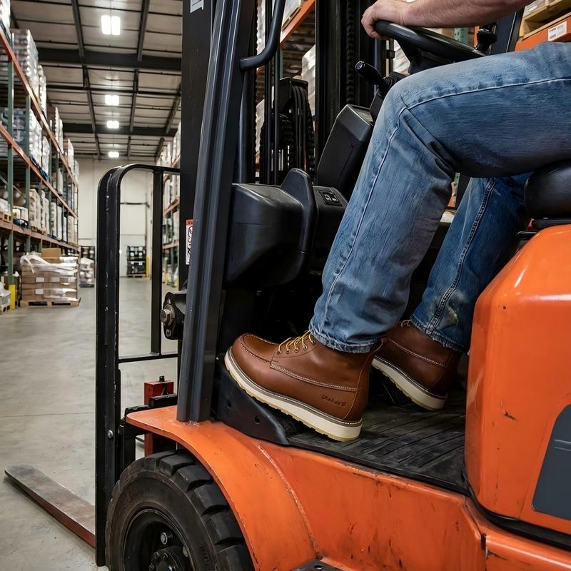 DIE HARD Boots Men's 6" Soft Steel Moc Toe EH Leather Water Resistant Non-slip Work Boots 84994 Brown