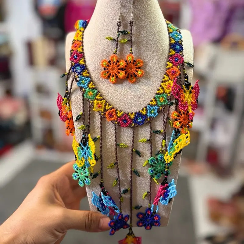 - Handmade Mexican Necklace with Vibrant Glass Beads for All Occasions and Seasons